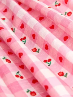 Clearance Next Pink Gingham Double Ruffle Sleeve Dress (3mths-8yrs)