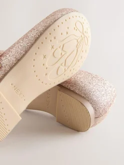 Next Pink Glitter Wide Fit (G) Flower Girl Occasion Mary Jane Shoes