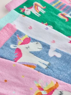 Discount Next Pink, Green and blue 7 Pack Cotton Rich Unicorn Ankle Socks