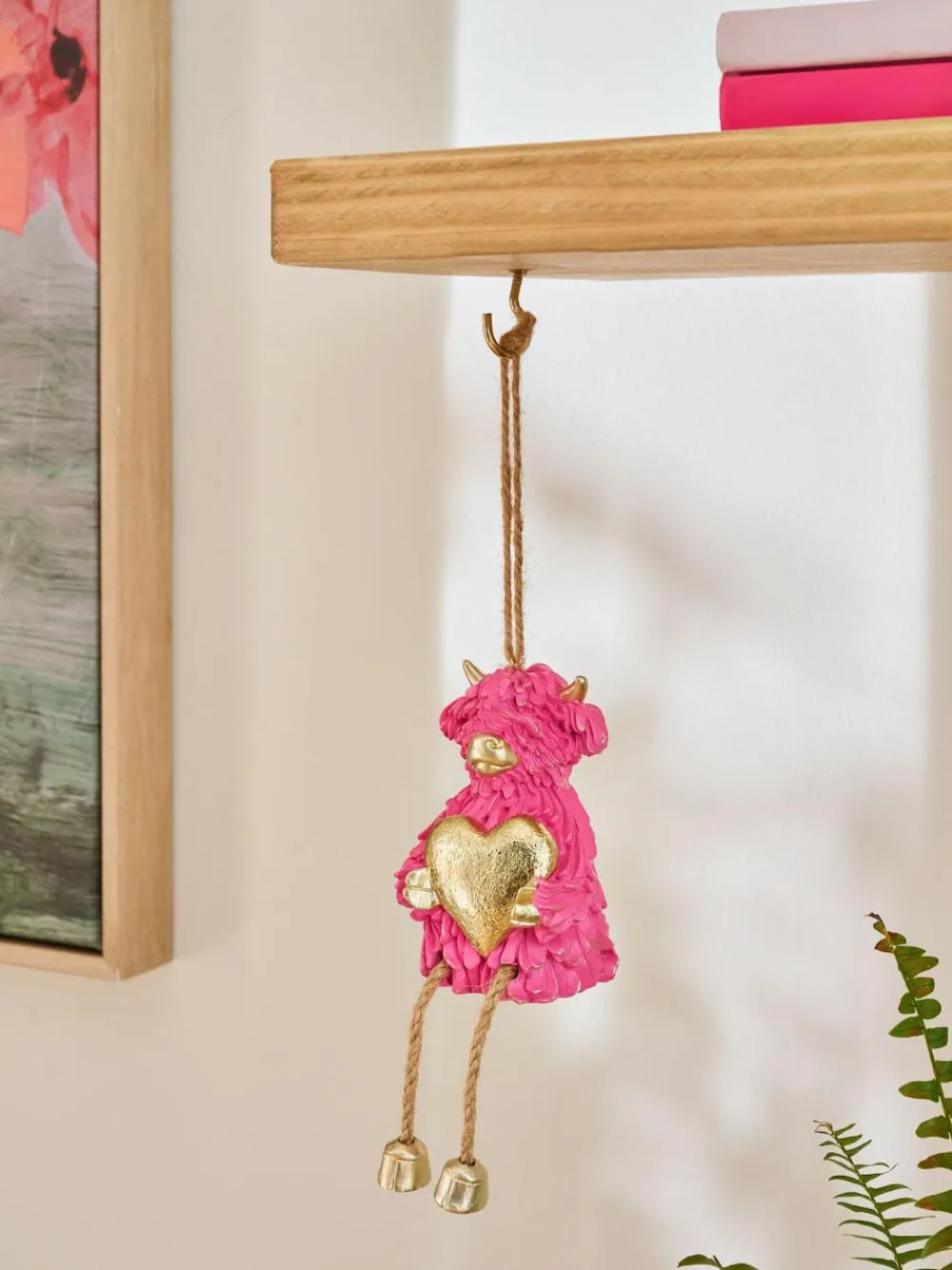 Hot Next Pink Hamish The Highland Cow Heart Hanging Decoration