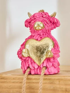 Hot Next Pink Hamish The Highland Cow Heart Hanging Decoration