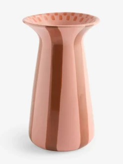New Next Pink Hand Painted Stripe Ceramic Vase