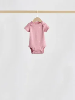 Next Pink Heart Baby Short Sleeve Bodysuits 5 Pack^ Baby Girls|Baby Girls