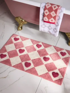 Next Pink Heart Bath Mat^ Towels & Bathmats