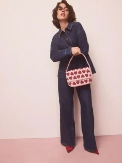 Hot Next Pink Heart Beaded Shoulder Bag