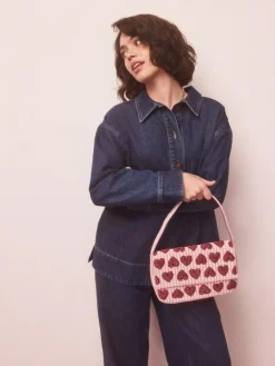 Hot Next Pink Heart Beaded Shoulder Bag