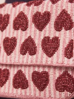 Hot Next Pink Heart Beaded Shoulder Bag