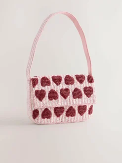 Hot Next Pink Heart Beaded Shoulder Bag