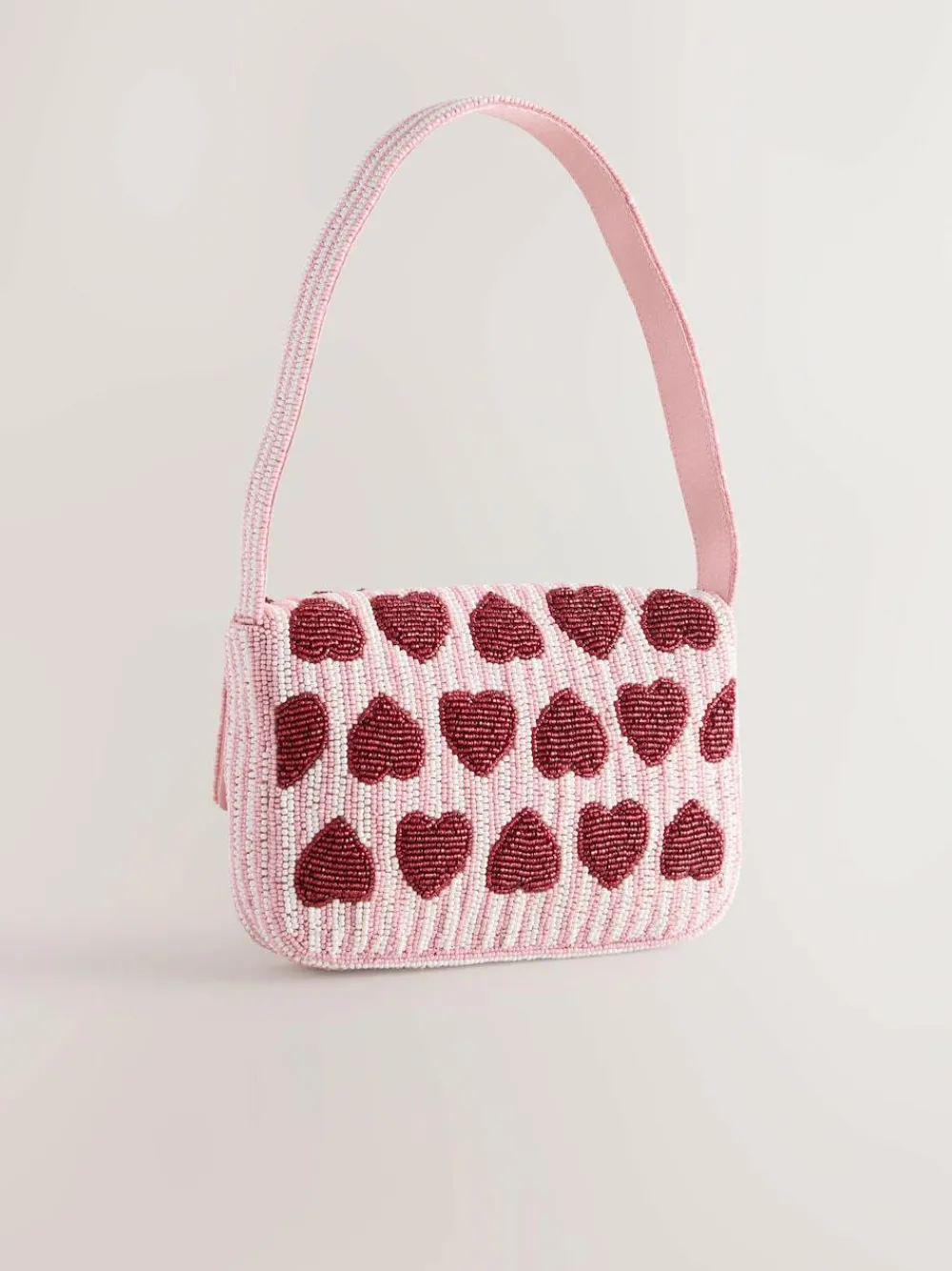 Hot Next Pink Heart Beaded Shoulder Bag