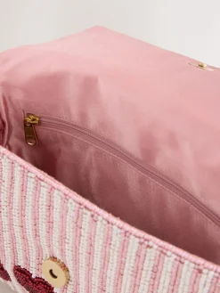 Hot Next Pink Heart Beaded Shoulder Bag