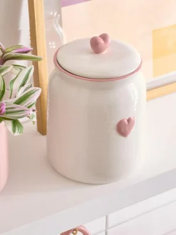 Next Pink Heart Biscuit Jar^ Storage & Organisation