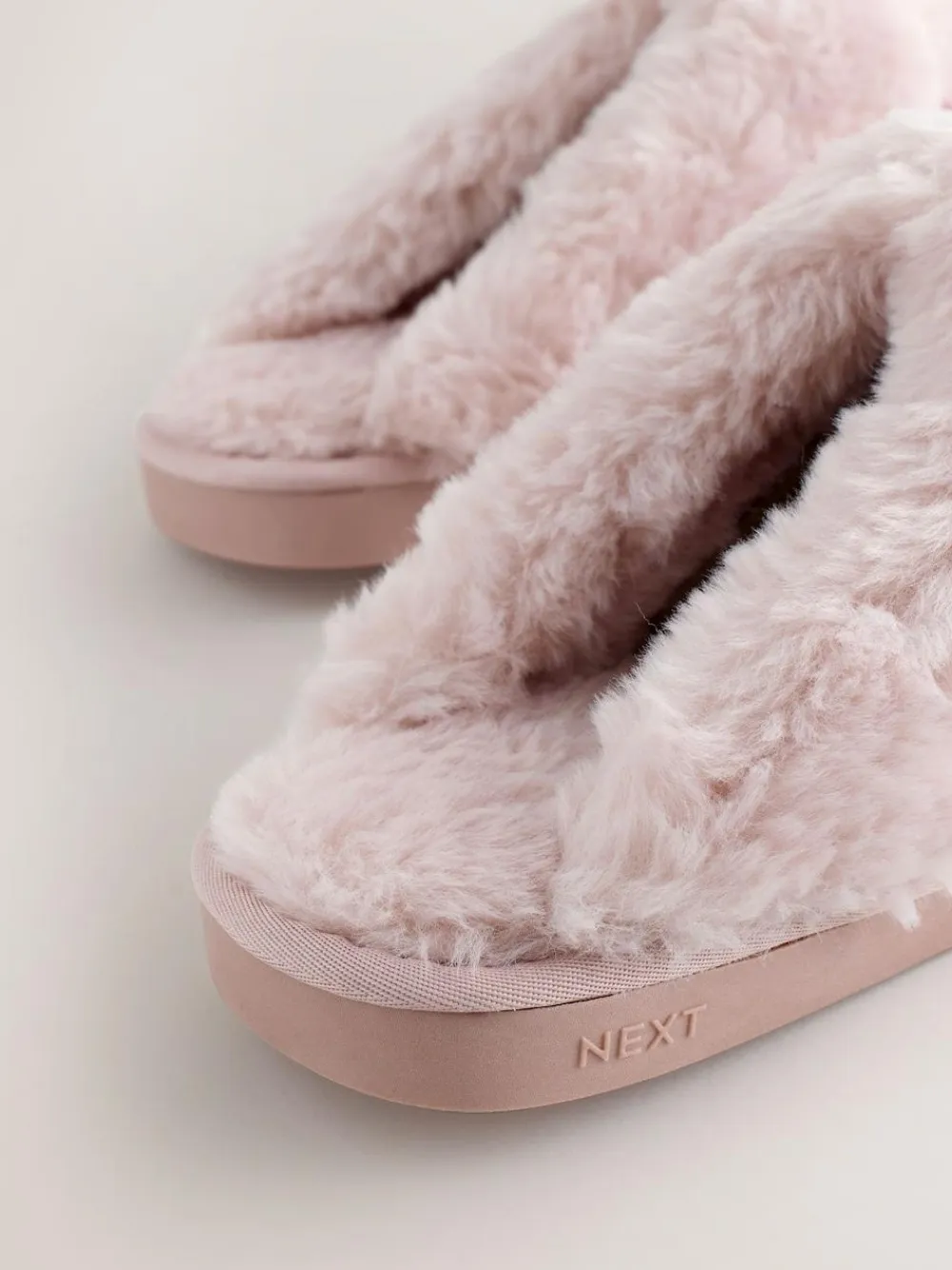 Discount Next Pink Heart Faux Fur Lined Suede Mule Slippers