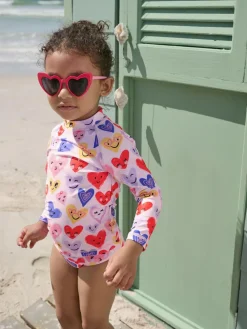 Hot Next Long Sleeve Sunsafe Swim Set (3mths-7yrs) Pink Heart