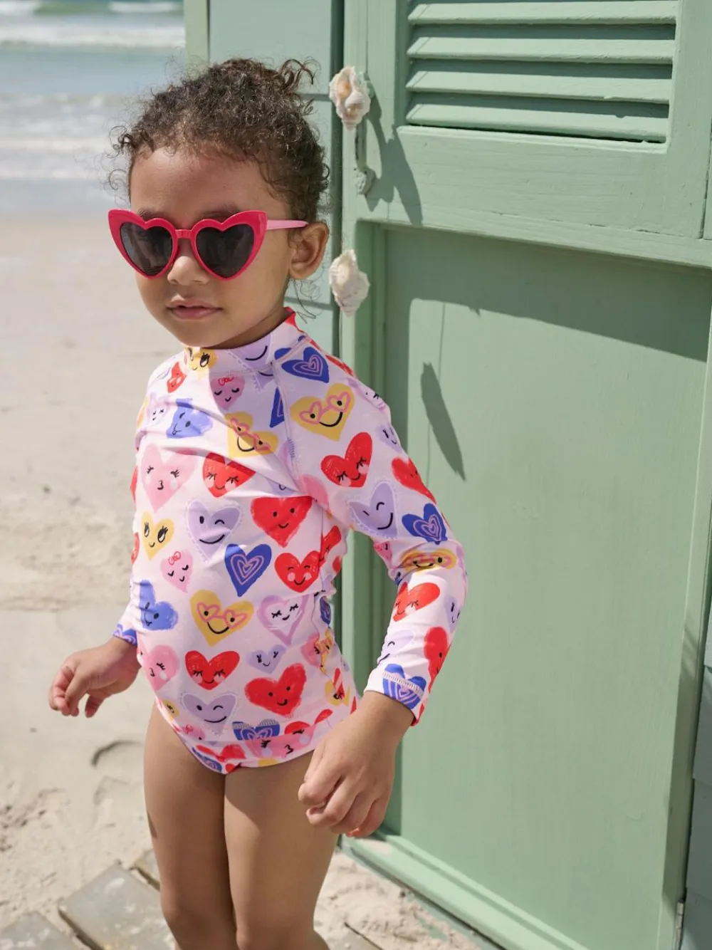 Hot Next Long Sleeve Sunsafe Swim Set (3mths-7yrs) Pink Heart