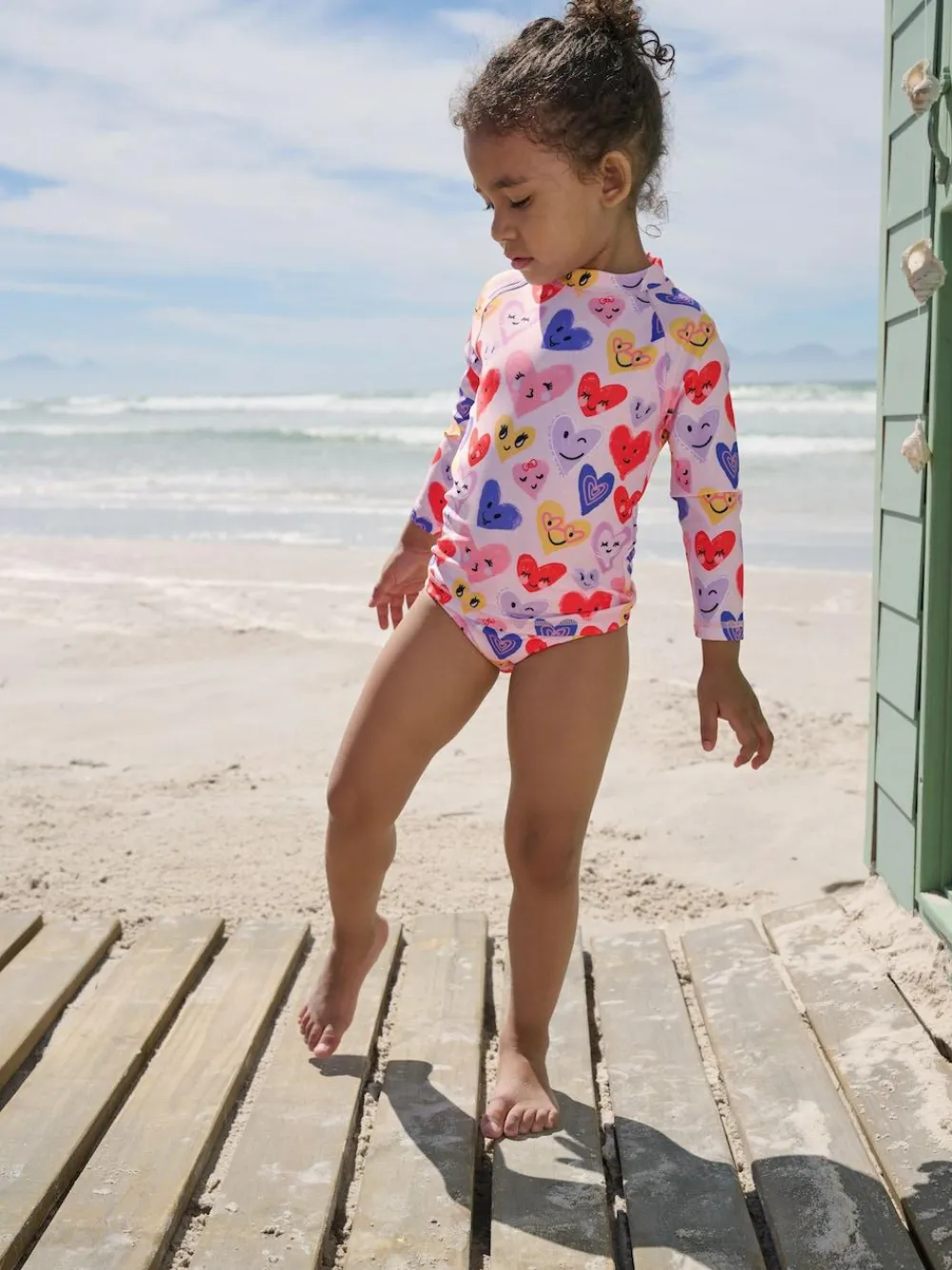 Hot Next Long Sleeve Sunsafe Swim Set (3mths-7yrs) Pink Heart