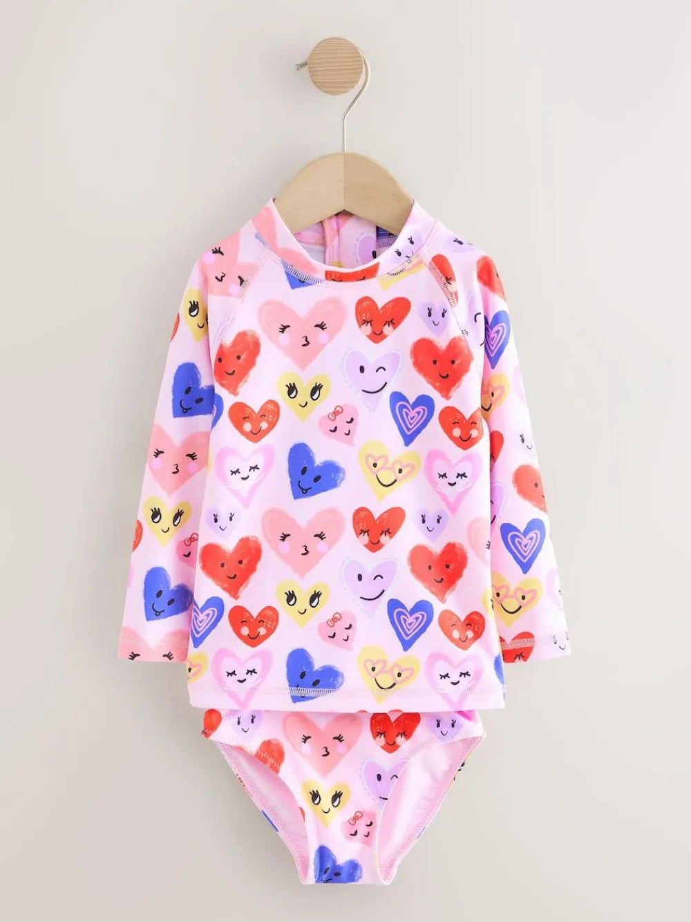 Hot Next Long Sleeve Sunsafe Swim Set (3mths-7yrs) Pink Heart