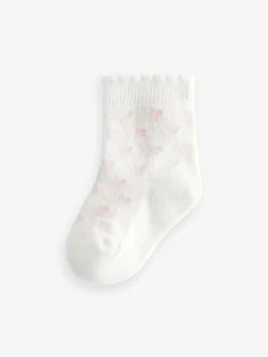 Discount Next Baby Socks 5 Pack (0mths-2yrs) Pink Heart Stripe