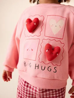 Next Pink Heart Sweatshirt & Wide Leg Trousers Set (3mths-7yrs)^ Baby Girls|Sweatshirts & Hoodies