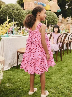 Online Next Pink Heart Tiered Mesh Party Dress (3-16yrs)