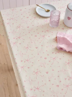 Next Pink Hearts and Bows Wipe Clean Tablecloth^ Table Linen, Placemats & Coasters