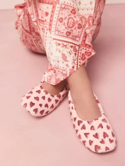Next Pink Hearts Ballet Slippers^Women Slippers