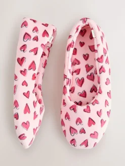 Next Pink Hearts Ballet Slippers^Women Slippers