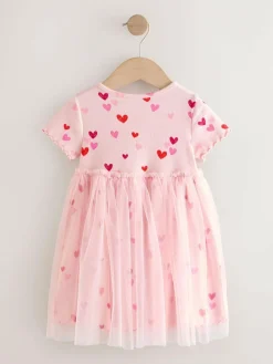 Next Pink Hearts Mesh Skirt Dress (3mths-7yrs)^ Newborn Clothing|Baby Girls