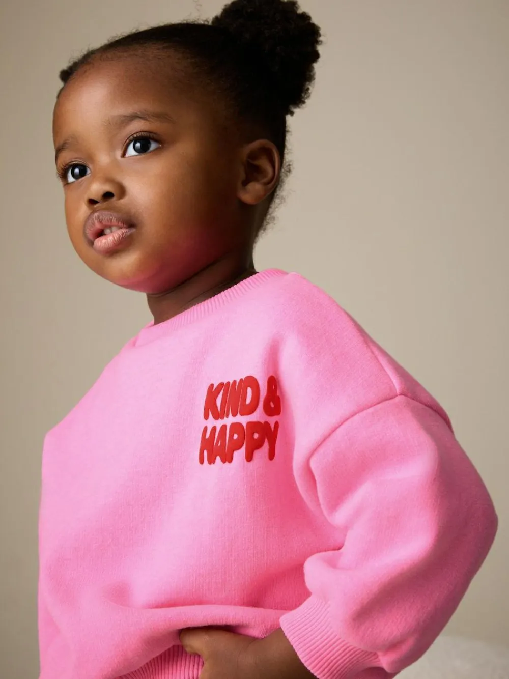 Next Pink Kind & Happy Crew Neck Sweatshirt (3mths-7yrs)^ Baby Girls|Baby Girls