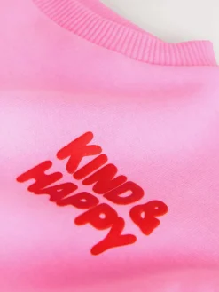Next Pink Kind & Happy Crew Neck Sweatshirt (3mths-7yrs)^ Baby Girls|Baby Girls