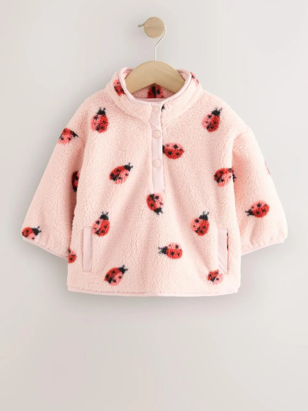 Next Half Popper Fleece (3mths-7yrs) Pink Ladybird