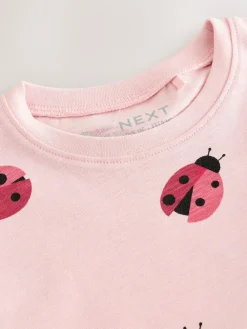 Hot Next Pink Ladybird Short Sleeve Peplum T-Shirt (3mths-7yrs)