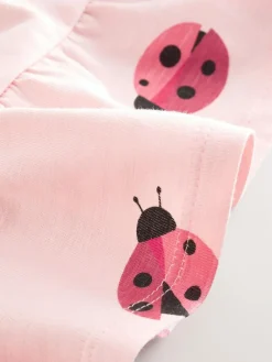 Hot Next Pink Ladybird Short Sleeve Peplum T-Shirt (3mths-7yrs)