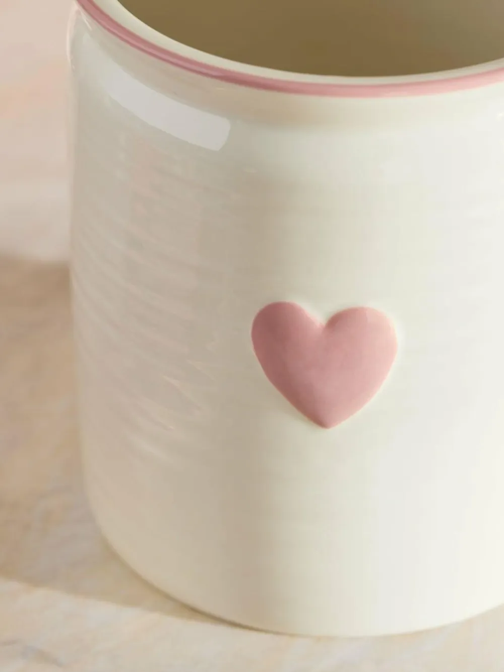 New Next Pink Large Ceramic Heart Utensil Pot