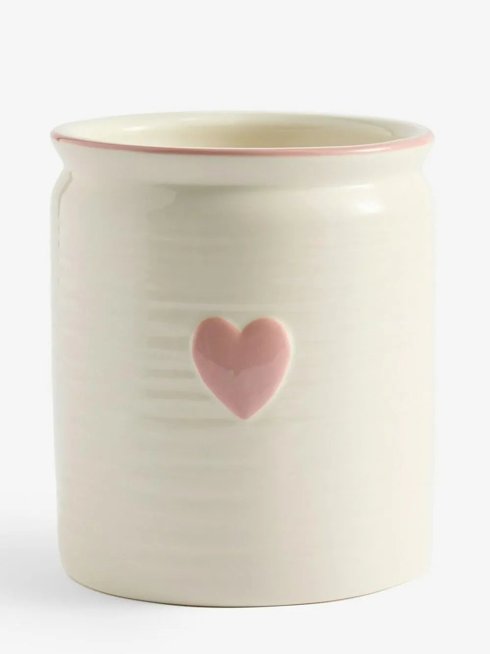 New Next Pink Large Ceramic Heart Utensil Pot