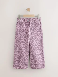 Hot Next Wide Leg Jeans (3-16yrs) Pink Leopard Print