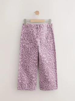 Hot Next Wide Leg Jeans (3-16yrs) Pink Leopard Print