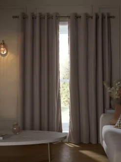 Next Pink Light Rose Matte Velvet Fringe Blackout/Thermal Eyelet Curtains^ Curtains & Blinds