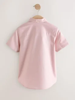 Next Pink Logo Short Sleeve Cotton Rich Oxford Shirt (3-16yrs)^BOY Shirts