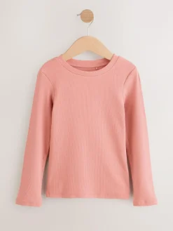 Next Pink Long Sleeve Ribbed Top (3-16yrs)^ Nightwear|T-Shirts