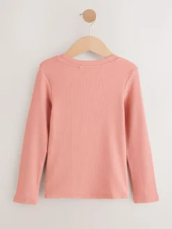 Next Pink Long Sleeve Ribbed Top (3-16yrs)^ Nightwear|T-Shirts