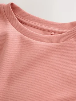 Next Pink Long Sleeve Ribbed Top (3-16yrs)^ Nightwear|T-Shirts