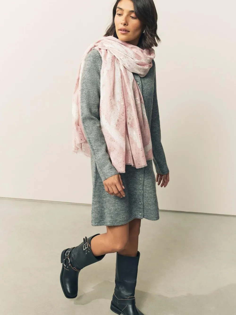 Next Pink Marble Foil Lightweight Scarf^Women Hats, Gloves & Scarves|Hats, Gloves & Scarves