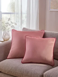 Next Pink Matte Velvet Contrast Pipe 50 x 50cm Cushion^ Cushions & Throws
