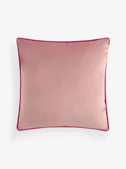 Next Pink Matte Velvet Contrast Pipe 50 x 50cm Cushion^ Cushions & Throws
