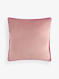 Next Pink Matte Velvet Contrast Pipe 50 x 50cm Cushion^ Cushions & Throws