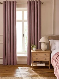 Sale Next Pink Mauve Blackout/Thermal Cotton Eyelet Curtains