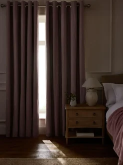 Sale Next Pink Mauve Blackout/Thermal Cotton Eyelet Curtains