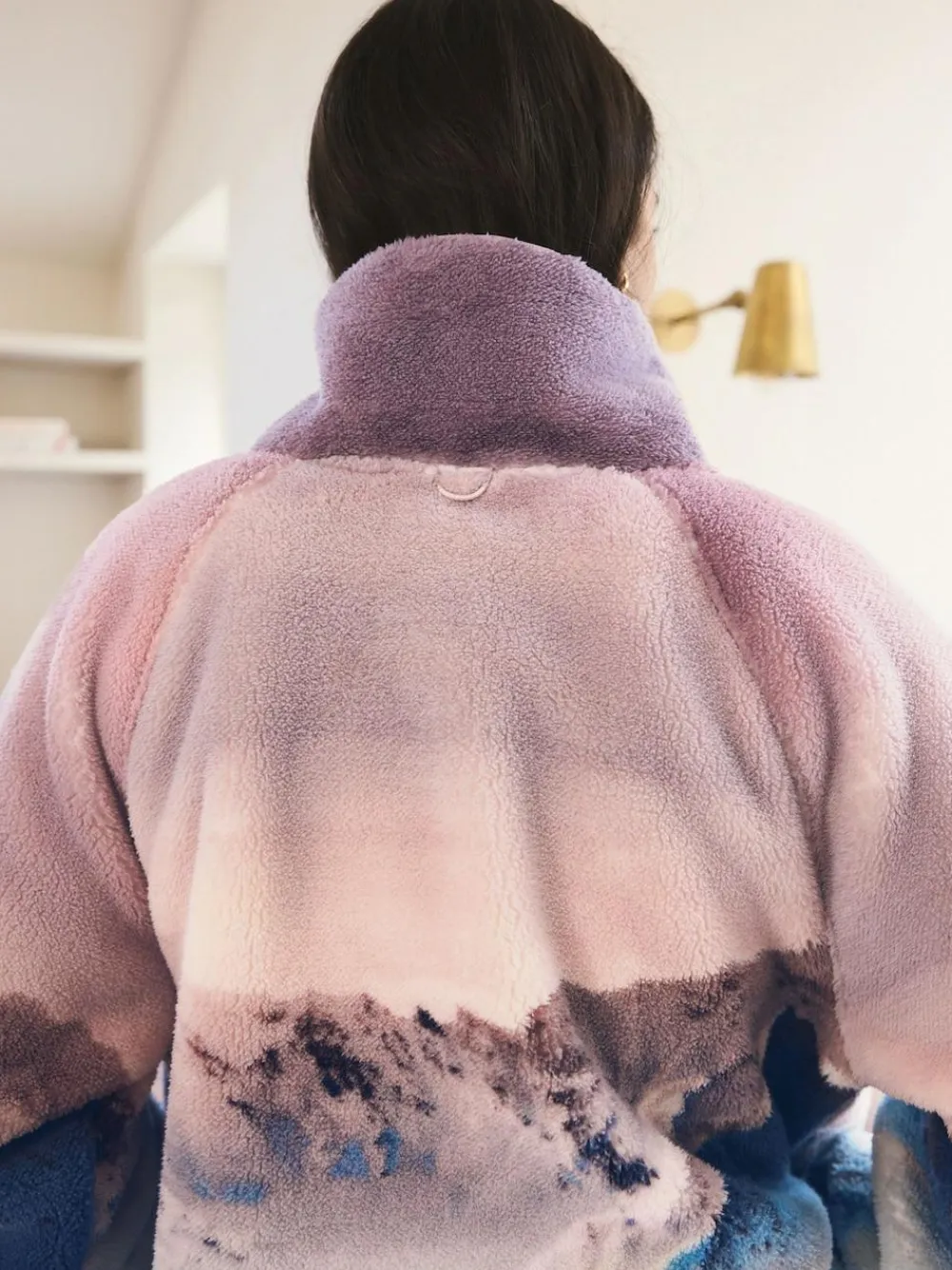 Clearance Next Printed Borg Fleece Top Pink Mountain Scene