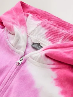 Next Pink Multi Tie Dye Zip Through Hoodie (3-16yrs)^ Nightwear|Sweatshirts & Hoodies