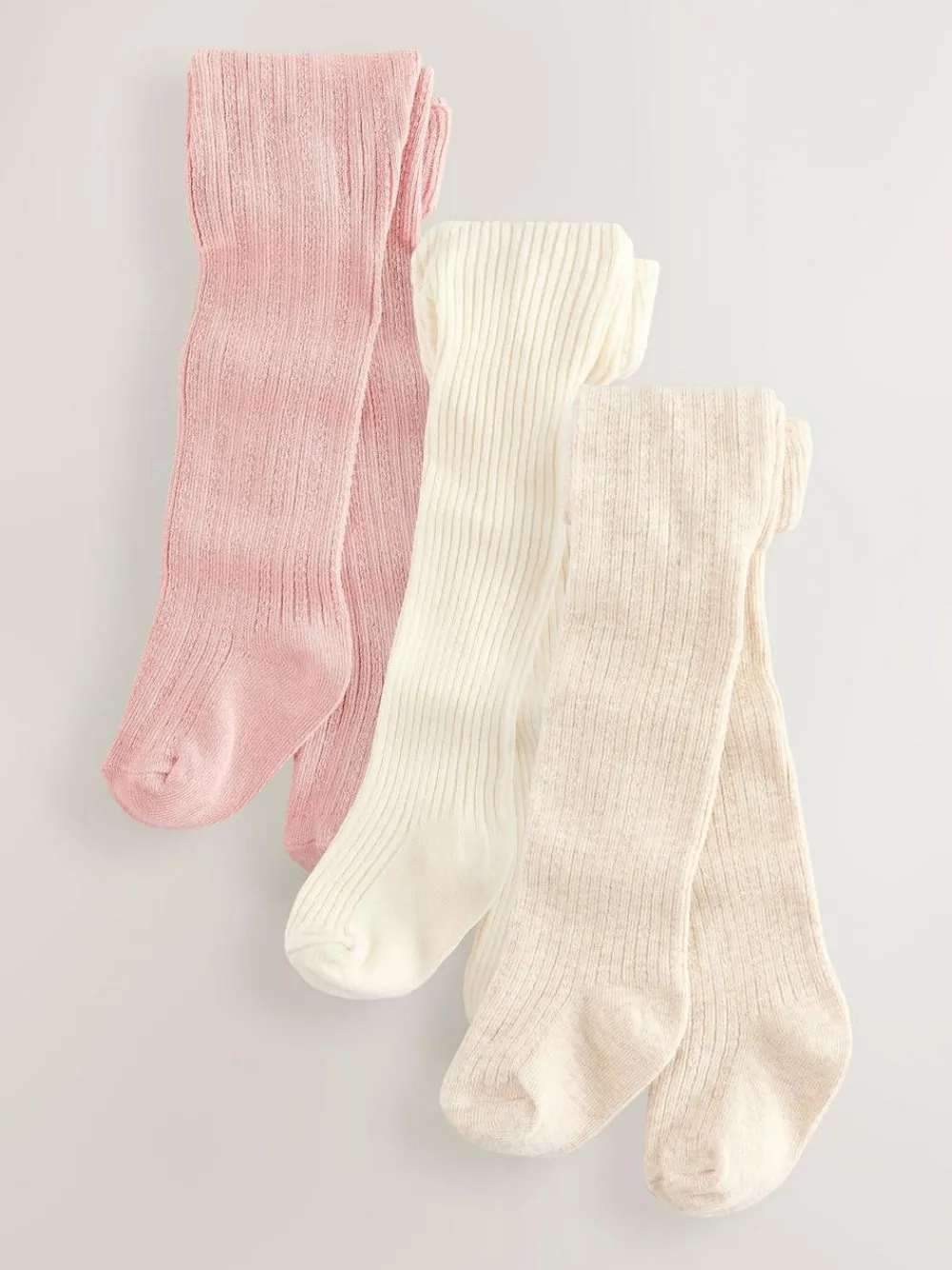 Discount Next Baby Tights 3 Pack (0mths-2yrs) Pink neutral textured